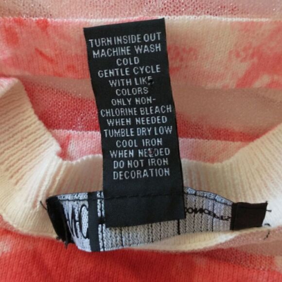 Red White Striped Top Small Mesh Sheer Stripes Tie Dye Lightweight Knit Pullover - Picture 12 of 16